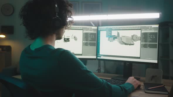 Male Freelancer Rendering 3D Model of Aircraft alt