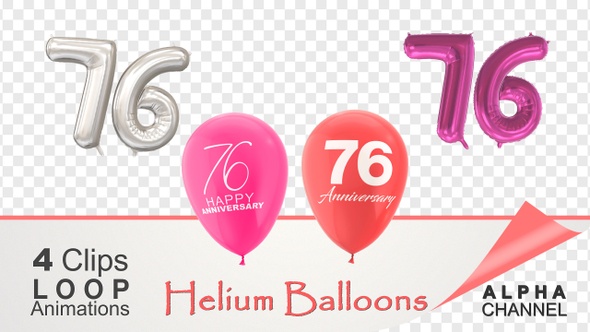 76 Anniversary Celebration Helium Balloons Pack