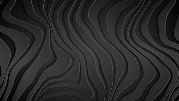 Abstract Black 3d Paper Refracted Liquid Waves