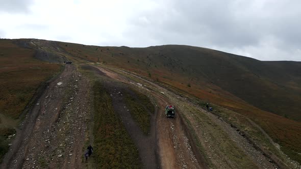 Aerial View of Off Road Car at the Trail Mountains Attraction alt