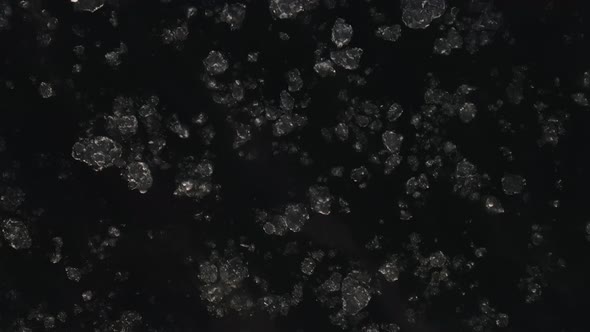 Top Down Close Up Aerial Drone View on the Frozen River Floating Ice