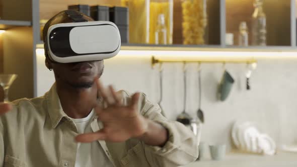 African American Man Experiences Virtual Reality Technology alt