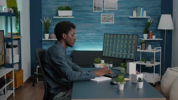 Man Into Crypto Currency Stock Markets Trading Checking Stock Ticker Index alt