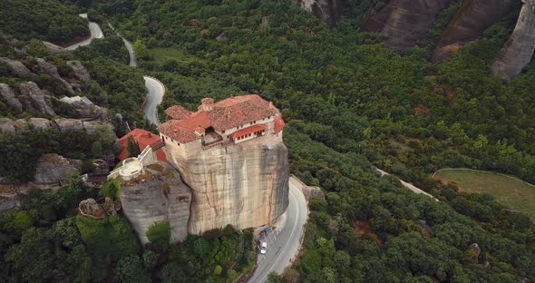 Aerial View Of The Mountains And Meteora Monasteries In Greece alt