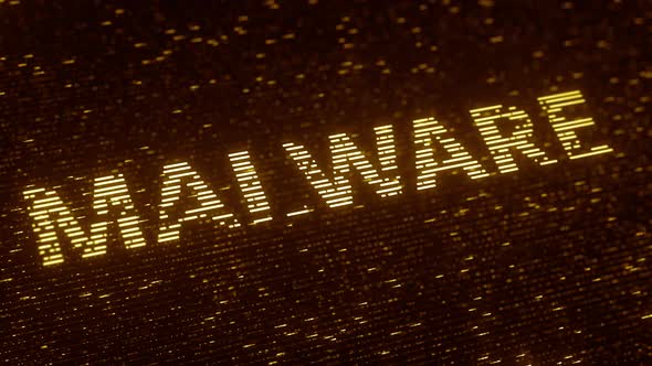 Orange MALWARE Word Made with Flying Particles alt