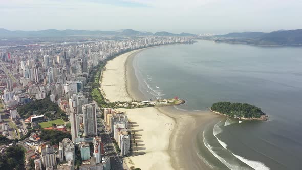 Stunning landscape of coast city of Sao Vicente state of Sao Paulo Brazil. Popular beach. alt