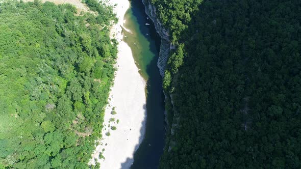 The gorges of the Ardeche in France seen from the sky alt