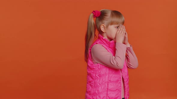 Toddler Girl Smiling Friendly at Camera and Waving Hands Gesturing Hello or Goodbye Welcoming alt
