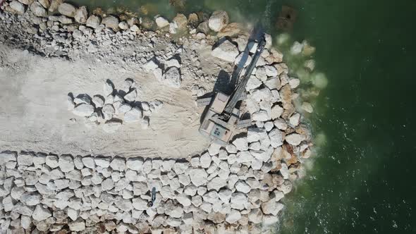 Crawler Machine Aerial View Stone Laying Work alt