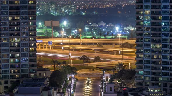 Dubai Marina at Night Timelapse Glittering Lights and Tallest Skyscrapers alt