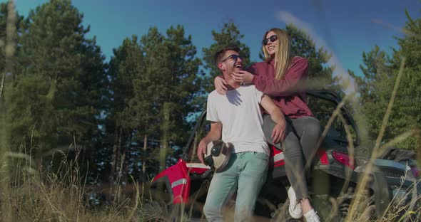 Young Friends Having Fun in Morning Sun Hipsters Looking for Adventure alt