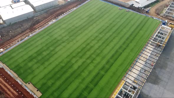 Aerial view of football training field