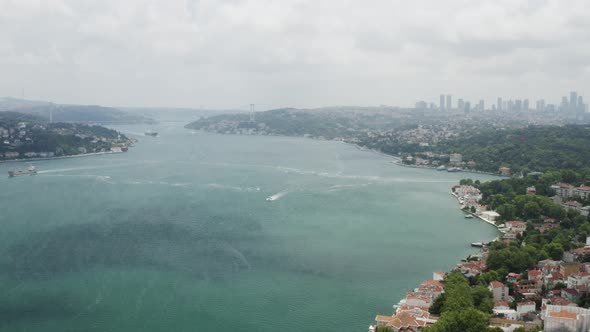 Istanbul Bosphorus And Waterside House Aerial View