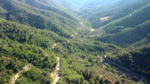 Flying Over of Agricultural Landscape with Many Fields Farmlands Sea and Mountain Background alt