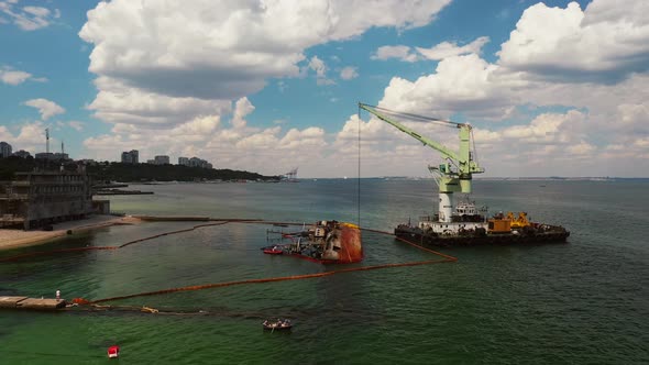 View of an Old Tanker That Ran Aground and Overturned alt