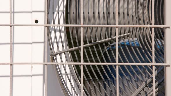 Outdoor Air Conditioner Condenser Electrical Fan Spinning