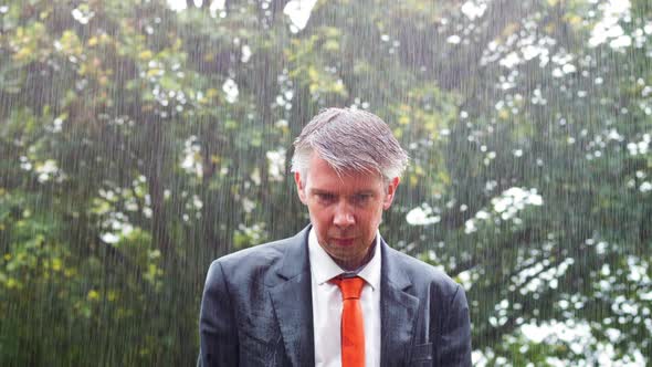 Businessman in the Rain