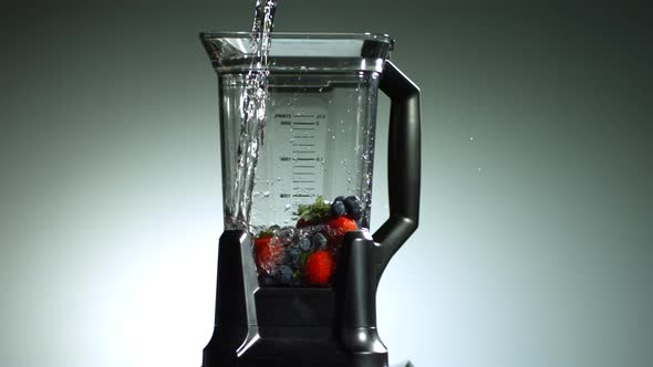 Fruit in blender in ultra slow motion  alt
