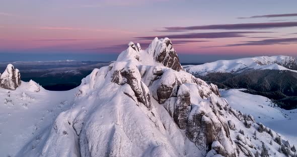 Aerial View of Ciucas Romania at Sunset alt