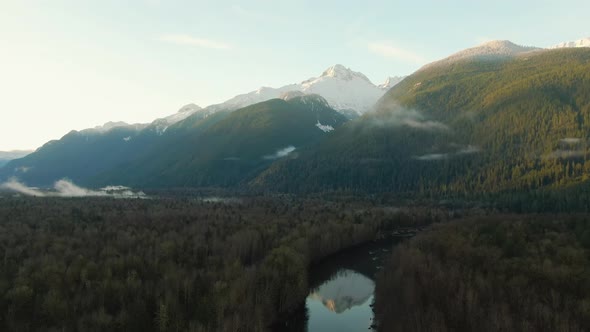 Beautiful Aerial Panoramic View of Canadian Mountain Landscape alt