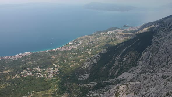 Aerial View of the Sea Coast of Croatia From the Biokovo Nature Park