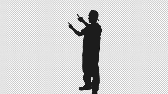 Silhouette of Doctor Doing Hand Gestures on Virtual Touch Screen, Alpha Channel