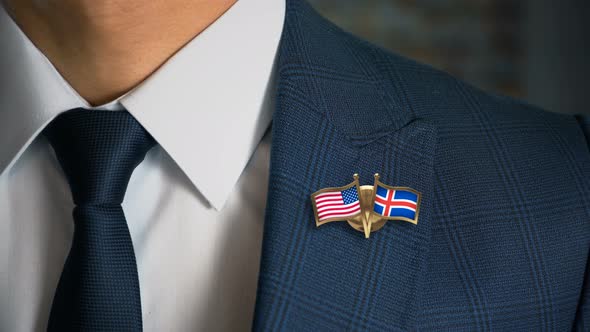 Businessman Friend Flags Pin United States Of America Iceland alt