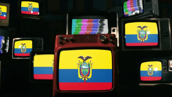 Ecuadorian Flag on Stacked Retro Screens alt