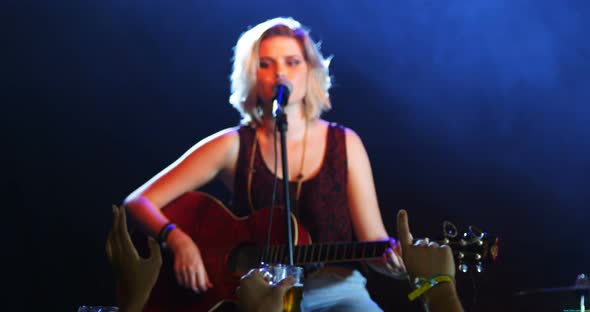 Singer performing on stage alt