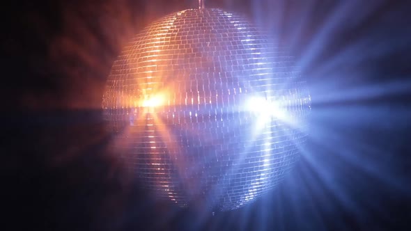Disco Mirror Ball Reflect Very Bright Blue and Red Light alt