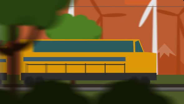 Simple, colorful, cartoon animation of parcel shipment by air, road, rail. 4KHD