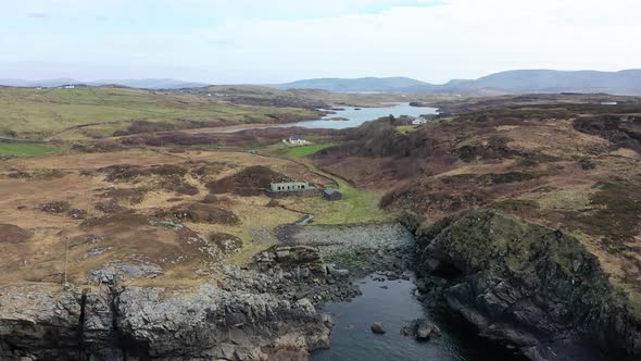 Aerial View of a Gully at the Coastline at Dawros in County Donegal  Ireland alt