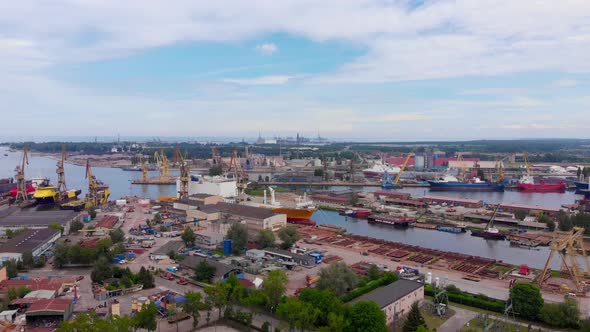 Dockyard Cranes And Ships