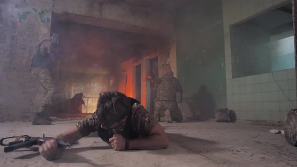 Brave Wounded Soldier Crawling Out From Fire Line alt