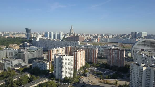 Moscow City Aerial View. Drone Shot of Residential Quarters of Moscow City. Sunny Day Moscow alt