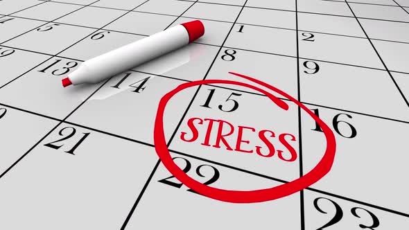 Stress Anxiety Worry Fear Calendar Day Date Circled 3d Animation alt