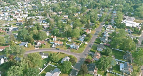 Panoramic view of view at height roofs small town of house of residential quarters alt