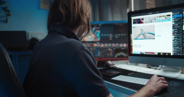 Freelancer Content Editor Working Using Computer Having Headache and Illness alt