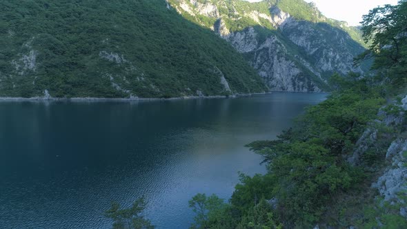 Aerial View Piva Lake in Montenegro
