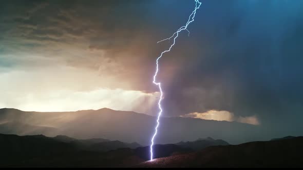Lightning Strikes The Mountain Range