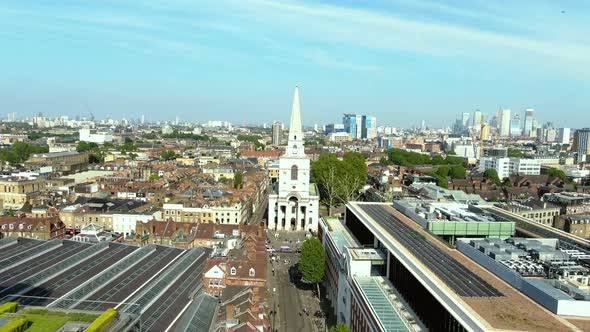 Aerial view of Buildings in the city of London alt