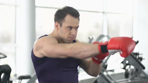 Muscular Man Boxing Set of Attack With Punch and Uppercut, Professional Boxer alt