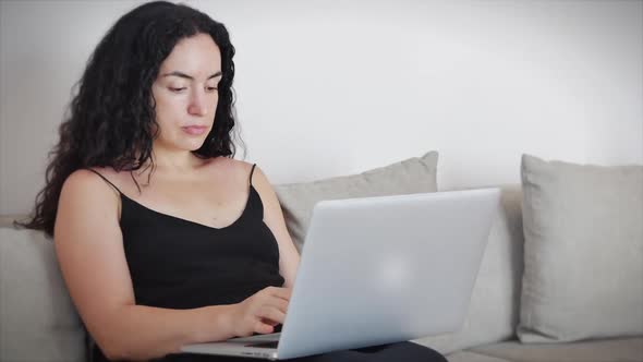 Freelancer Young Woman Work Is Responsible Important Task on Freelance Email at Home Typing on alt