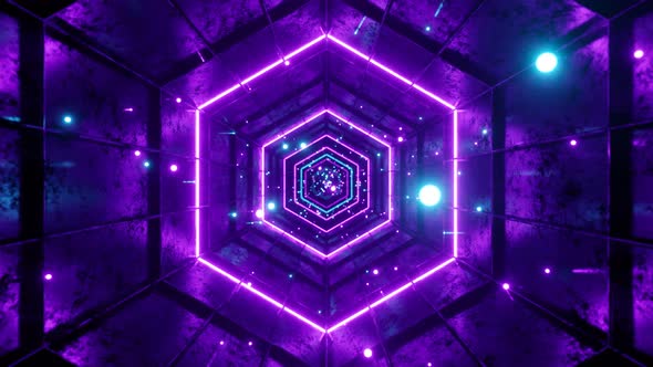 Seamless Loop Motion Graphic of Flying into Hexagon Tunnel alt