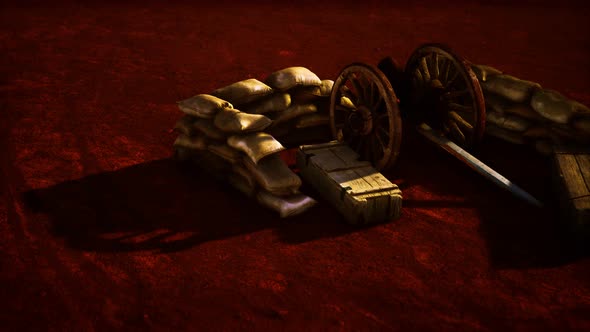 Gun Behind Sandbags During the U.S. Civil War alt