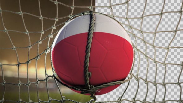 Soccer Ball Scoring Goal Night Frontal - Poland