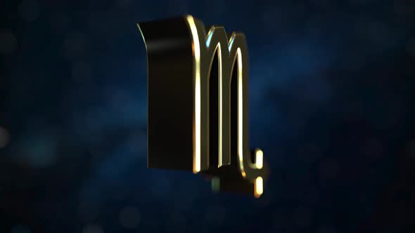 Rotating Gold Scorpio Zodiac Sign alt