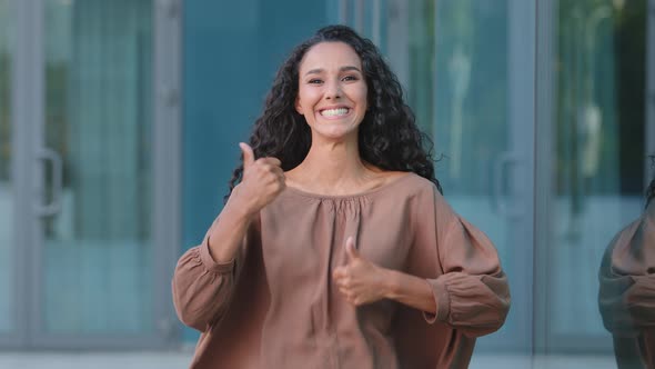 Happy Cheerful Girl Brunette Caucasian Hispanic Millennial Successful Woman Smiling Laughing Toothy alt