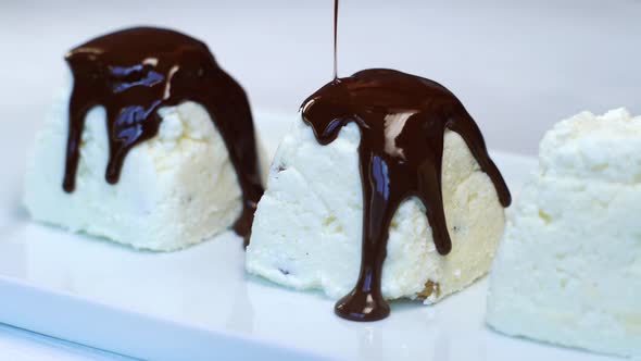 Hot Chocolate Pouring on Cottage Cheese Desserts alt