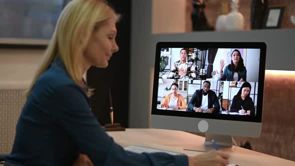 Virtual Meeting Brainstorm of Colleagues Online Conversation alt